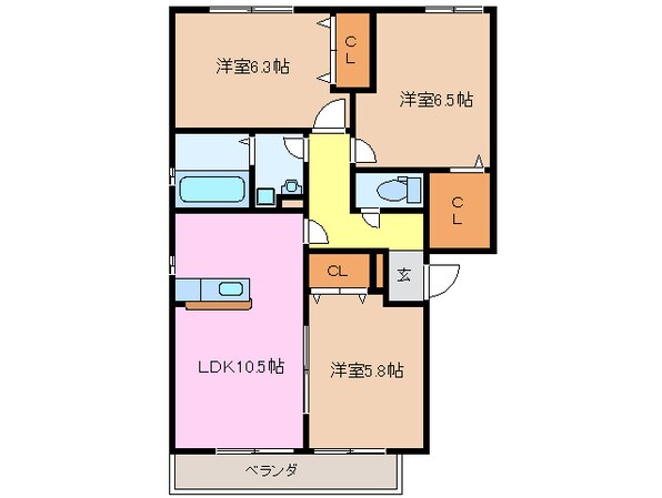 フローラＭ　Ｂ棟の物件間取画像